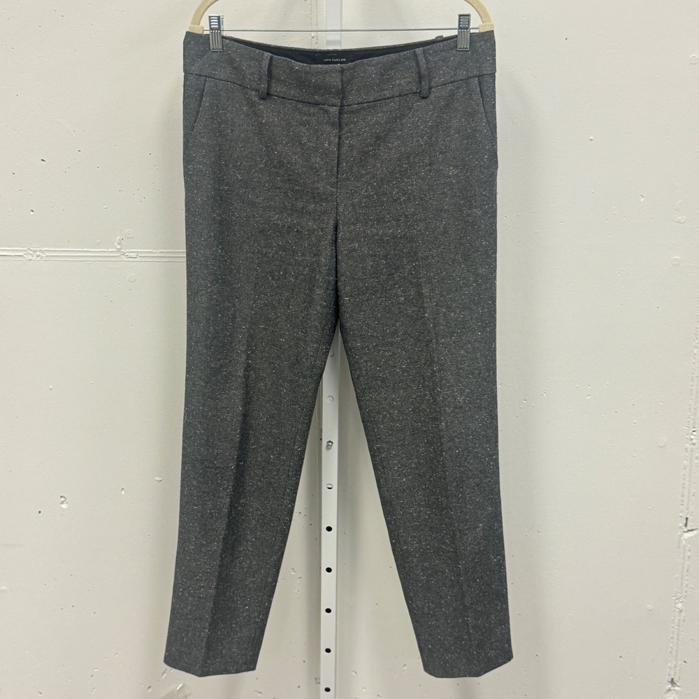Ann Taylor Grey Speckled Textured Ankle Pants Womens Sz 10 Straight Leg Trousers